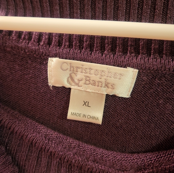 Christopher & Banks Purple Cowl Neck Sweater With Fringe - Picture 4 of 8